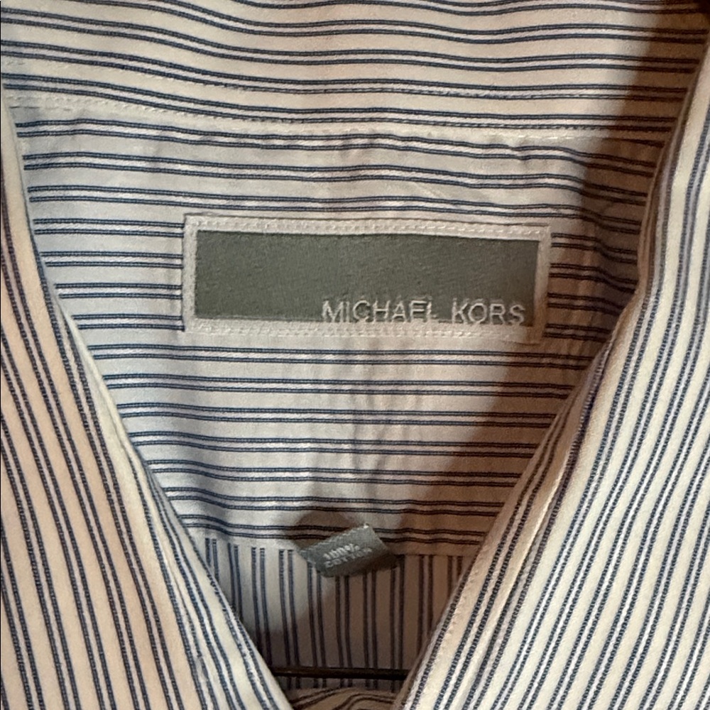 Michael Kors Light Blue & White Striped Dress Shirt - Picture 3 of 4